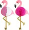 2Pcs Flamingo Honeycomb Hanging Party Decorations 21" Deal for Girls Luau Birthday Hawaiian Present Popular Party Supplies Banner Gift Pink